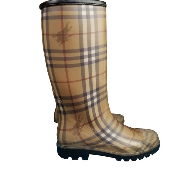 Burberry Haymarket Check Pattern Rubber Rain Boots size 9.5 womens - Picture 6 of 12